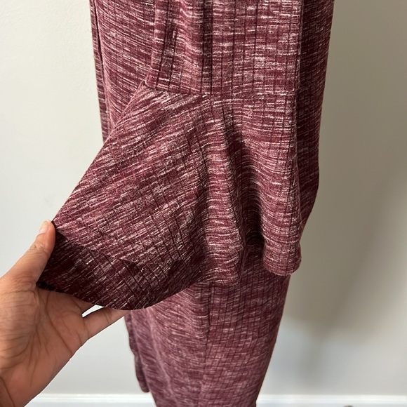 Lulus- Johnny Heathered Burgundy Ribbed Button-up Midi Sweater Dress - Picture 5 of 7